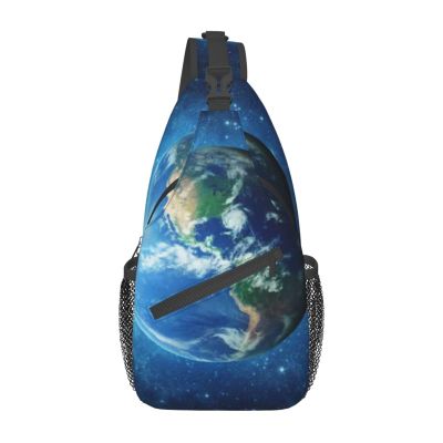 Ncpkcb Travel Hiking Daypack Fashion Chest Bag Universe Space Earth Blue Crossbody Backpack Sling Bag Chest Daypack For Men Women