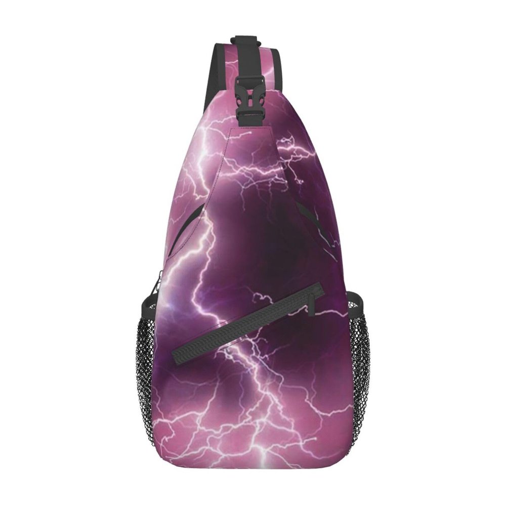 Ncpkcb Travel Hiking Daypack Fashion Chest Bag Electrifying Lightning Bolt Crossbody Backpack Sling Bag Chest Daypack For Men Women