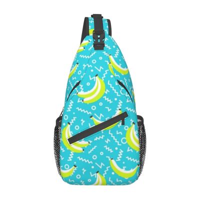 Ncpkcb Travel Hiking Daypack Fashion Chest Bag Blue Banana Crossbody Backpack Sling Bag Chest Daypack For Men Women
