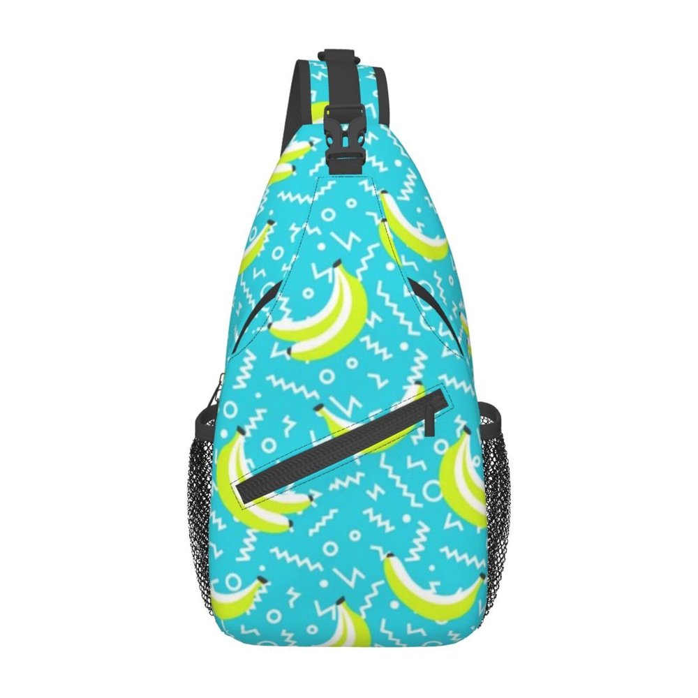 Ncpkcb Travel Hiking Daypack Fashion Chest Bag Blue Banana Crossbody Backpack Sling Bag Chest Daypack For Men Women
