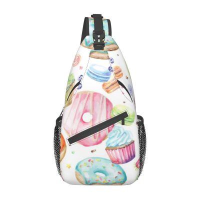 Ncpkcb Travel Hiking Daypack Fashion Chest Bag Macarons Cupcakes Donuts Crossbody Backpack Sling Bag Chest Daypack For Men Women