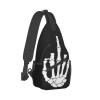 Ncpkcb Travel Hiking Daypack Fashion Chest Bag Black Skeleton Middle Finger Crossbody Backpack Sling Bag Chest Daypack For Men Women view 2