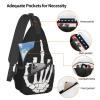 Ncpkcb Travel Hiking Daypack Fashion Chest Bag Black Skeleton Middle Finger Crossbody Backpack Sling Bag Chest Daypack For Men Women view 4