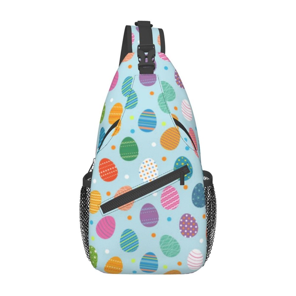 Ncpkcb Travel Hiking Daypack Fashion Chest Bag Easter Egg Polka Dot Crossbody Backpack Sling Bag Chest Daypack For Men Women