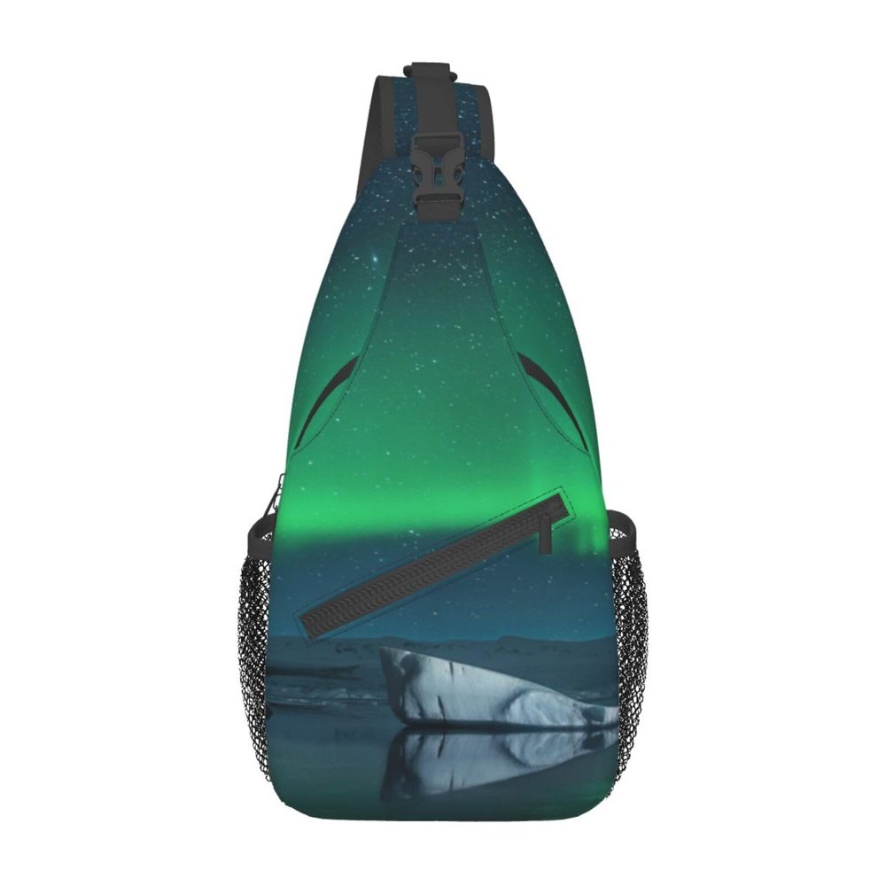 Ncpkcb Travel Hiking Daypack Fashion Chest Bag Aurora Borealis Iceland Natural Crossbody Backpack Sling Bag Chest Daypack For Men Women