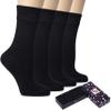 Hugh Ugoli Women's Cotton Dress Socks for Business and Trouser & Thin Crew Socks, Seamless Toe, 4 Pairs with Luxury Gift Box, Black, Shoe Size: 5-8 view 1