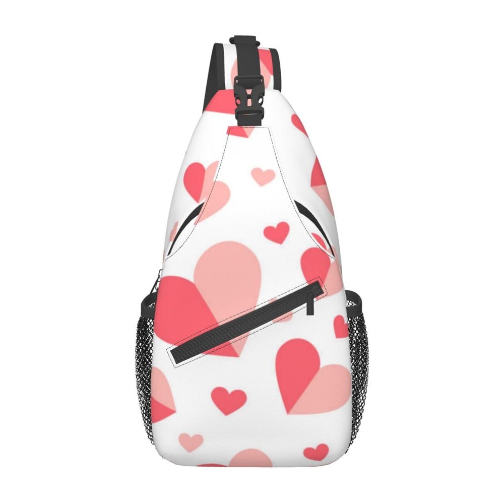Ncpkcb Travel Hiking Daypack Fashion Chest Bag Heart Shape Pink Crossbody Backpack Sling Bag Chest Daypack For Men Women
