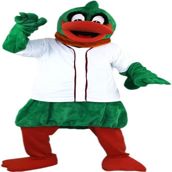 Eamior Green Duck Cartoon Mascot Costume Adult Size for Men & Women with Built-in Fan Inside the Head