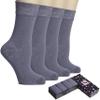 Hugh Ugoli Women's Cotton Dress Socks for Business and Trouser, Thin Crew Socks, Seamless Toe, 4 Pairs with Luxury Gift Box, Grey, Shoe Size: 8-11 view 1