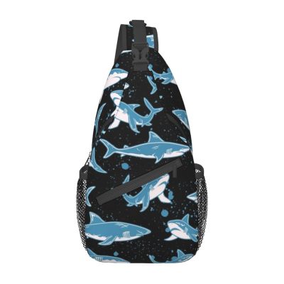 Ncpkcb Travel Hiking Daypack Fashion Chest Bag Blue Shark Crossbody Backpack Sling Bag Chest Daypack For Men Women