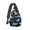 Ncpkcb Travel Hiking Daypack Fashion Chest Bag Blue Shark Crossbody Backpack Sling Bag Chest Daypack For Men Women view 2