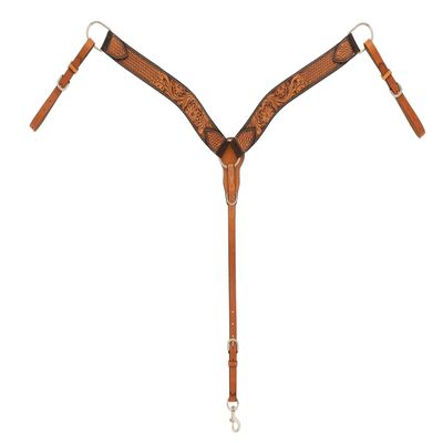 Turquoise Cross Weaver Floral Tooled Breast Collar