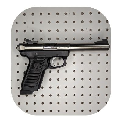 Hammy3DPrints Mount for Mark II/III/IV and 22/45 - Pegboard/Skadis/etc. | Pistol Holder Storage Rack (Facing Left, Heavyweight Diamond Plate Steel)