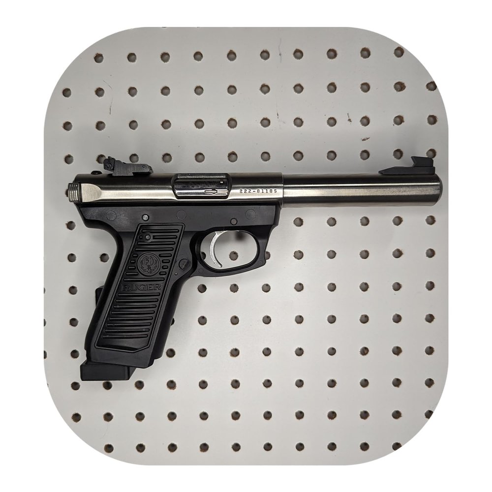Hammy3DPrints Mount for Mark II/III/IV and 22/45 - Pegboard/Skadis/etc. | Pistol Holder Storage Rack (Facing Left, Heavyweight Diamond Plate Steel)