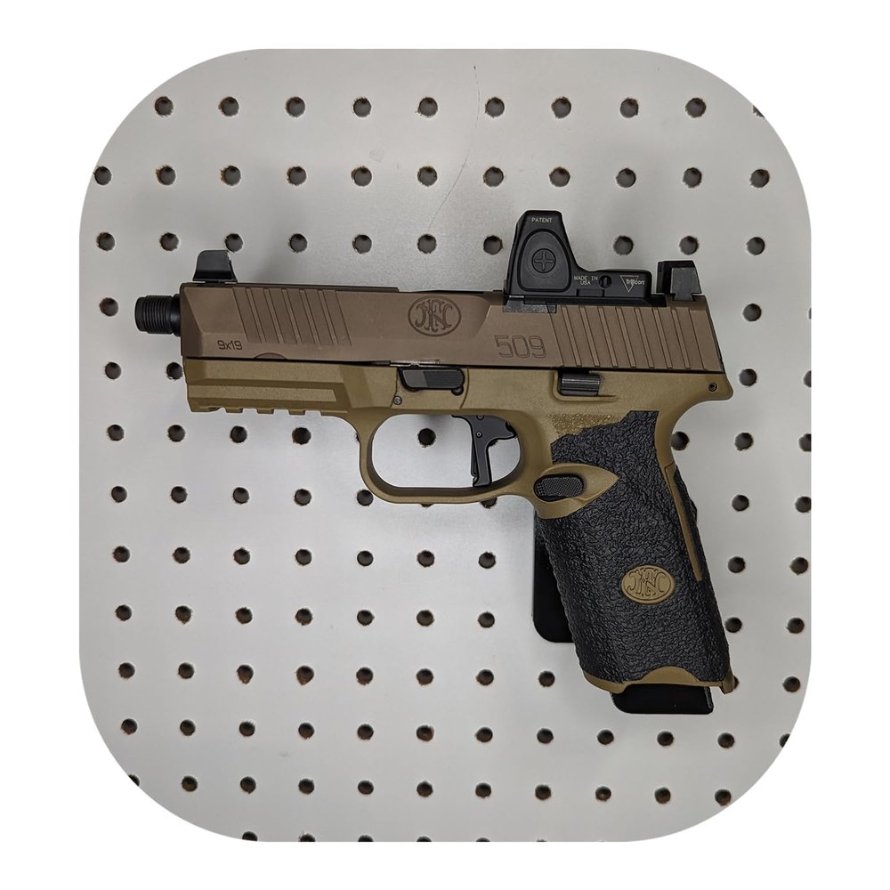 Hammy3DPrints Mount for FN 509 Series - Pegboard/Skadis/etc. | Pistol Holder Storage Rack (Facing Right, Non-Metal Pegboard)