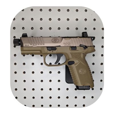 Hammy3DPrints Mount for FN 502 Tactical - Pegboard/Skadis/etc. | Pistol Holder Storage Rack (Facing Right, Vault Tek)
