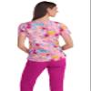 KOI Basics Leslie Women's 2-Pocket Stretch Print Top Twilight Camellia 5X view 2
