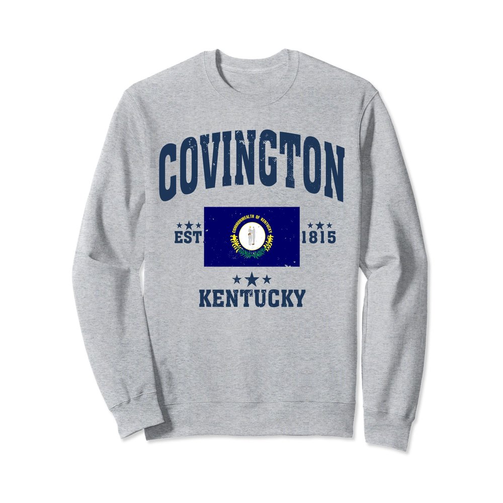 Covington Kentucky KY Flag Throwback Navy Souvenir Sweatshirt