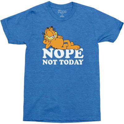 Changes Garfield Nope Not Today T-Shirt (XX-Large) Heather Blue