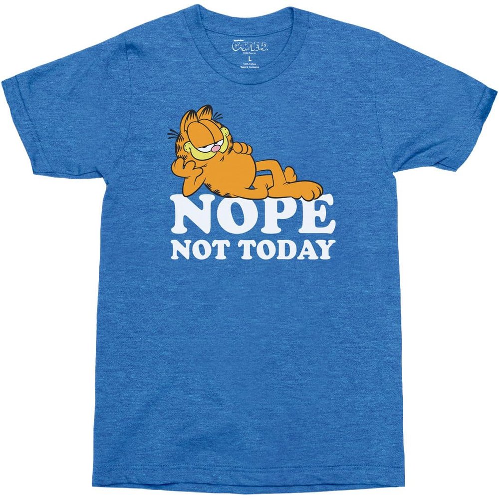 Changes Garfield Nope Not Today T-Shirt (XX-Large) Heather Blue