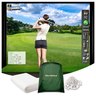 Durbles Golf Simulator Impact Screen - Premium Triple Layer Launch Monitor Projector With HD Visuals, Indoor Practice for Enclosure and Net, Hitting Screen With Grommets & Bungee Cords