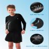 Youth Kids Long Sleeve T Shirts Sun Protection Rash Guard UPF50+ Quick Dry Athletic for Cycling Workout Ball Play Water Swim Black view 4