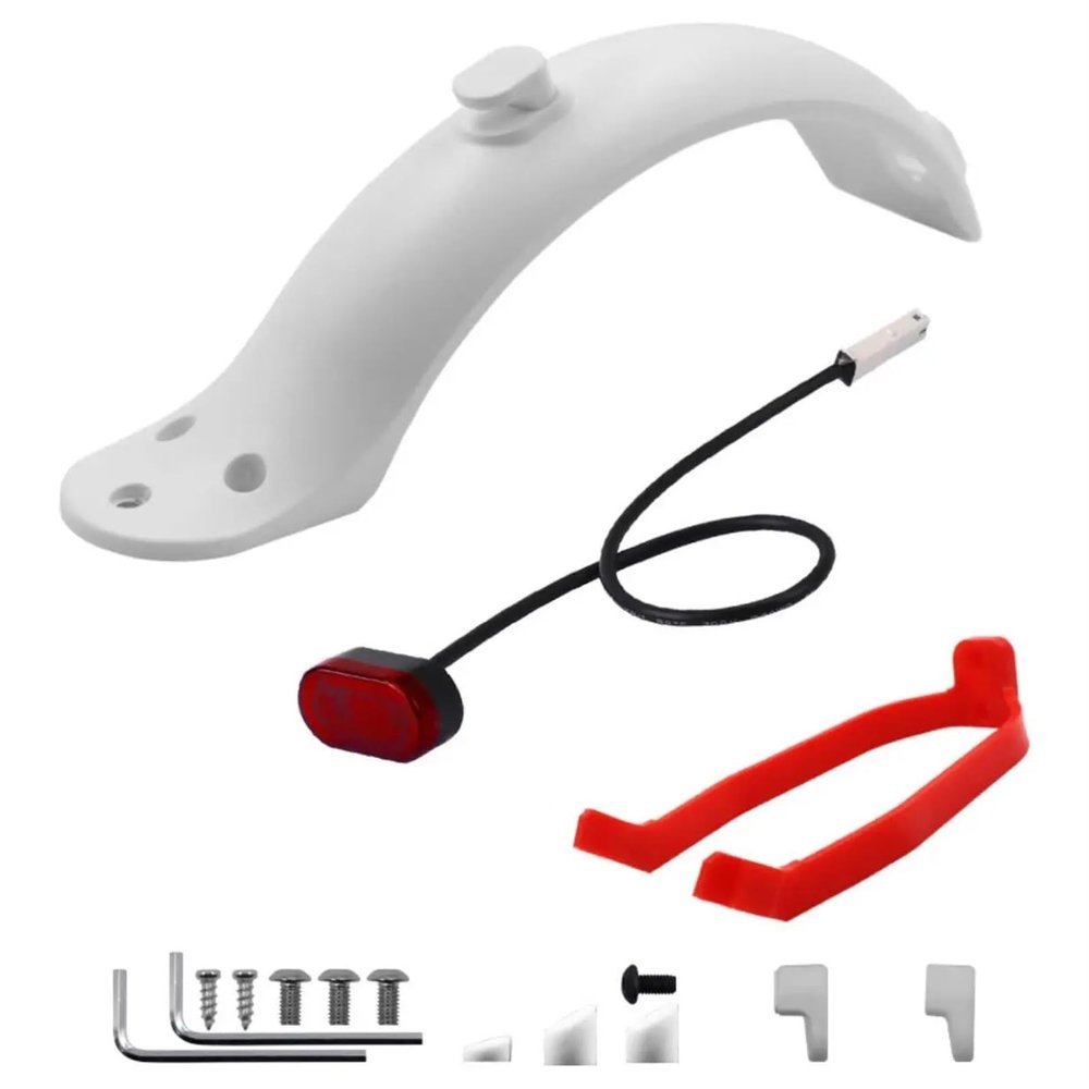 UFDIPLMY Electric Scooter Rear Compatible with Xiaomi M365 Pro Short Ducktail Back Wing Taillight Compatible with Mijia Mi 3 1S Rear Mudguard Accessories (Color : White Set)