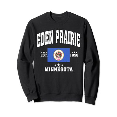 Eden Prairie Minnesota MN Flag Men Women Throwback Sweatshirt