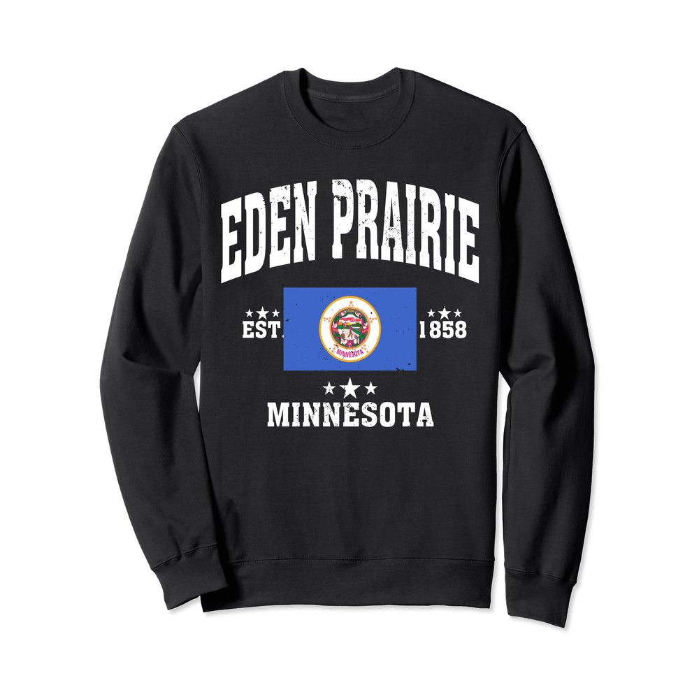 Eden Prairie Minnesota MN Flag Men Women Throwback Sweatshirt