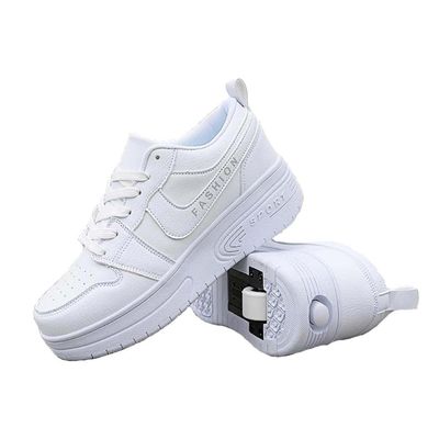 kydjfkd Shoes with Wheels for Boys and Girls,Outdoor Casual Shoes with Wheels,Push Button Adjustable Skateboard Shoes with 2 Wheels-B||32