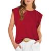 FKAEZZFR Round Neck Loose Short Sleeve t-Shirt Striped top Women's Tank top Burgundy view 1
