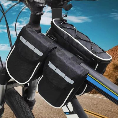 APKZLRES Bicycle Front Beam Bag 4-in-1 Waterproof Top Tube Hanging Bag 2024 New Saddle Bag Mountaineering Cycling, 5 inches, (Manager Recommended) Black
