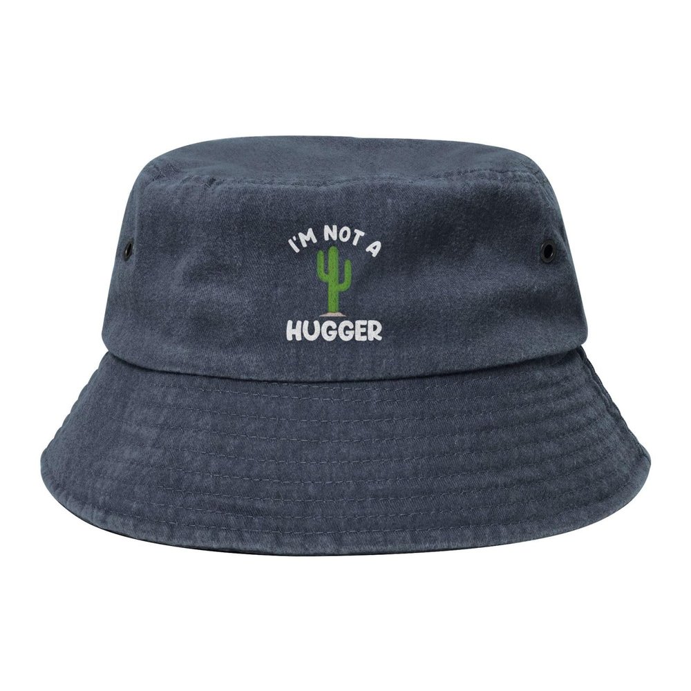 KLIUXBF I'm Not A Hugger Washed Denim Hat Vintage Cowboy Cap Bucket Hats Fashion Sunhat Men Women Tops