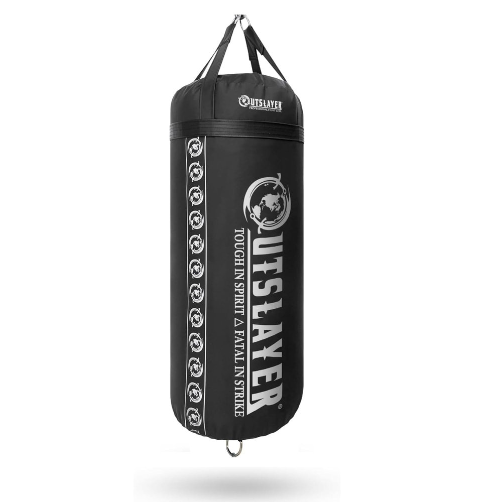 Outslayer 140 lb Boxing Bag for Boxing and MMA - Made in USA (Black, Unfilled with Bottom D-Ring)