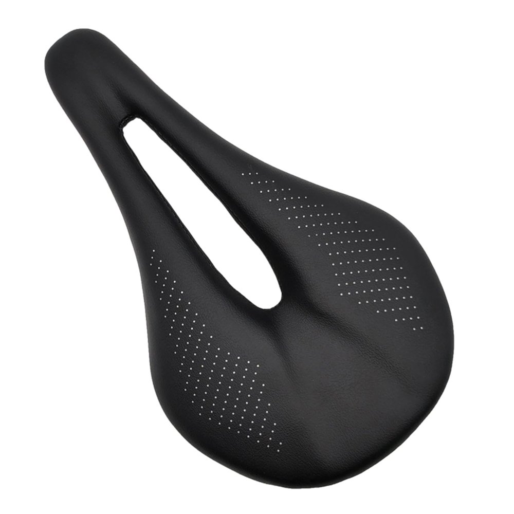 YS0911 Leather Carbon Fiber Seat Lightweight Hollow Seats Cycling Accessories Comfortable & Breathable Road Cycling Accessory Comfortable Cover, Black 143mm