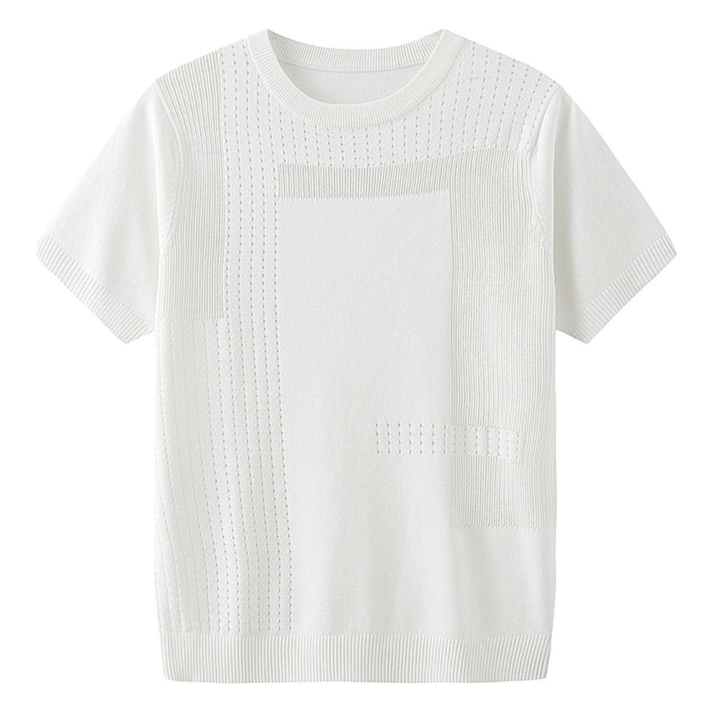 Generic Men's Knit Polo V-Neck Shirts Tops Casual Stretch Sweater Basic Tee Lightweight Short Sleeve Pullover Golf Shirts (5X-Large,White 1)