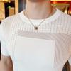 Generic Men's Knit Polo V-Neck Shirts Tops Casual Stretch Sweater Basic Tee Lightweight Short Sleeve Pullover Golf Shirts (5X-Large,White 1) view 4