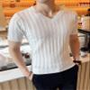 Generic Mens Polo Shirts Short Sleeve Tees Casual V Neck Ribbed Textured Knit Polo Shirt Muscle Slim Fit Golf Workout T-Shirts (Medium,White) view 3