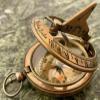 Generic Antique Pocket Sundial Vintage Compass New Push Button Full Brass/Compass for Kids/Kids for Hiking., Gold view 4