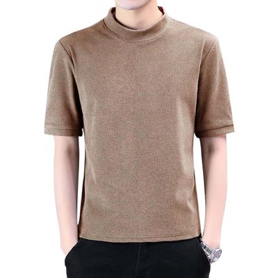 Men's Crewneck Sweater Short Sleeve Casual Solid Color Soft Thermal T-Shirts Lightweight Classic Pullover Sweaters (3X-Large,Khaki)
