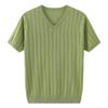 Mens Polo Shirts Short Sleeve Tees Casual V Neck Ribbed Textured Knit Polo Shirt Muscle Slim Fit Workout T-Shirts Green view 1