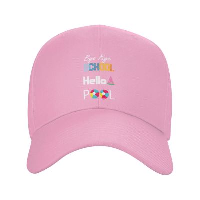 Bye Bye School Hello Pool Baseball Cap for Men Women Dad Hat Classic Adjustable Golf Hats Pink