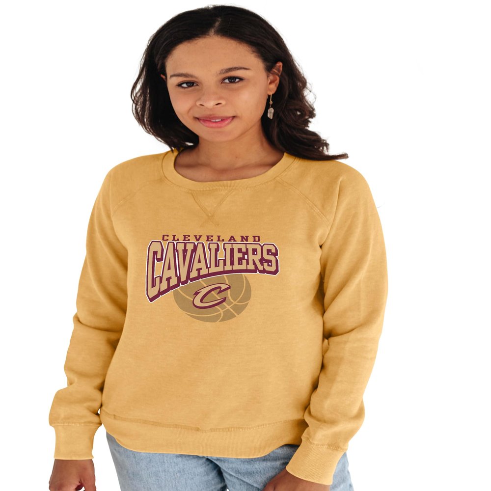 Cleveland Cavaliers NBA Officially Licensed Women's Crewneck Sweatshirt Burnout, Medium
