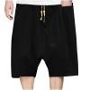 NineFit Basics Mens Shorts Capri Pants Lightweight Loose 3/4 Long Shorts Elastic Waist Drawstring Harem Casual Beach Yoga Trousers Black, X-Large view 1