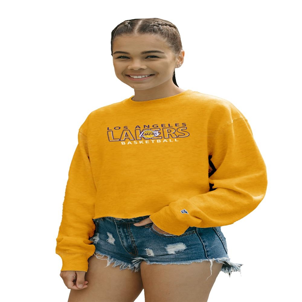 Los Angeles Lakers NBA Officially Licensed Women's Cropped Crewneck Sweatshirt Alternate Color, X-Large
