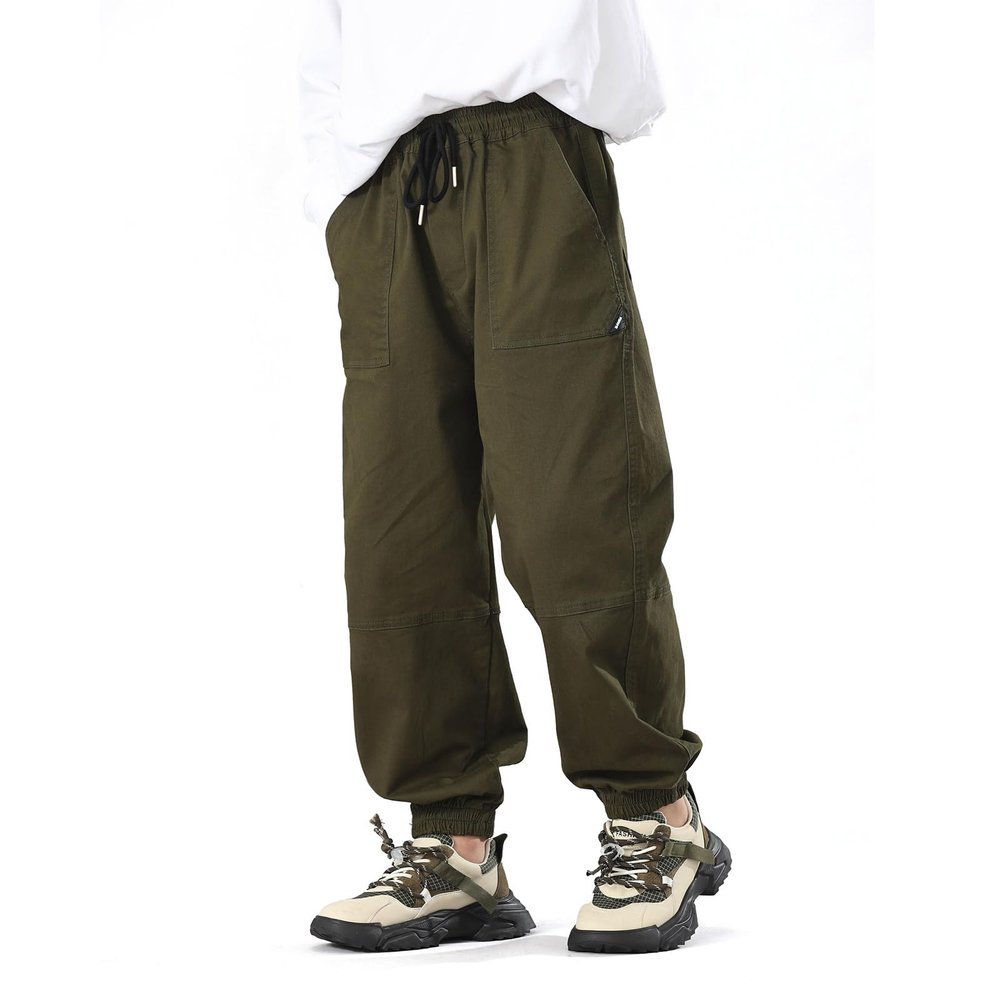 MINI PANDA Boys Stretch Pull On Jogger PantsTwill Chino Pants for Kids Olive Green