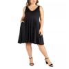 24seven Comfort Apparel Womens Plus Pleated Midi Fit & Flare Dress Black 2X view 1