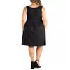 24seven Comfort Apparel Womens Plus Pleated Midi Fit & Flare Dress Black 2X view 2