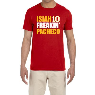 Red Isiah Pacheco Freakin Logo T-Shirt Youth XL