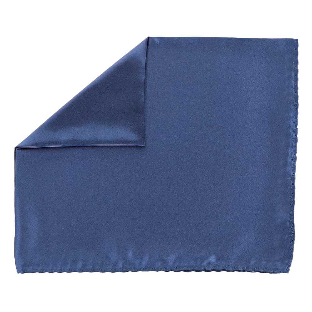 Vittorio Farina Suit Pocket Square for Men, 12x12 Silky Satin Solid Mens Pocket Square (Navy)